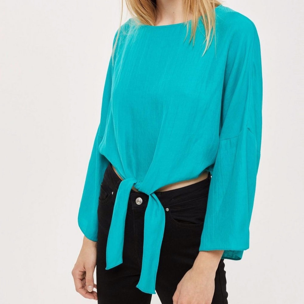 TopShop Knot Front Top Turquoise size 4